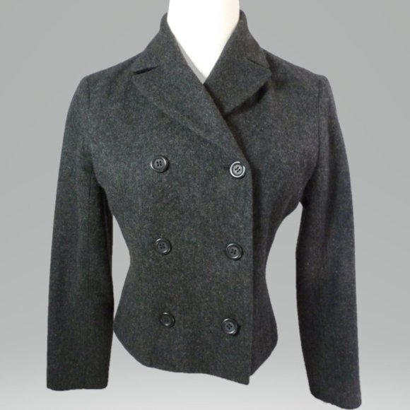 J Crew 4P Gray Double Breasted Cropped Jacket - Picture 3 of 6